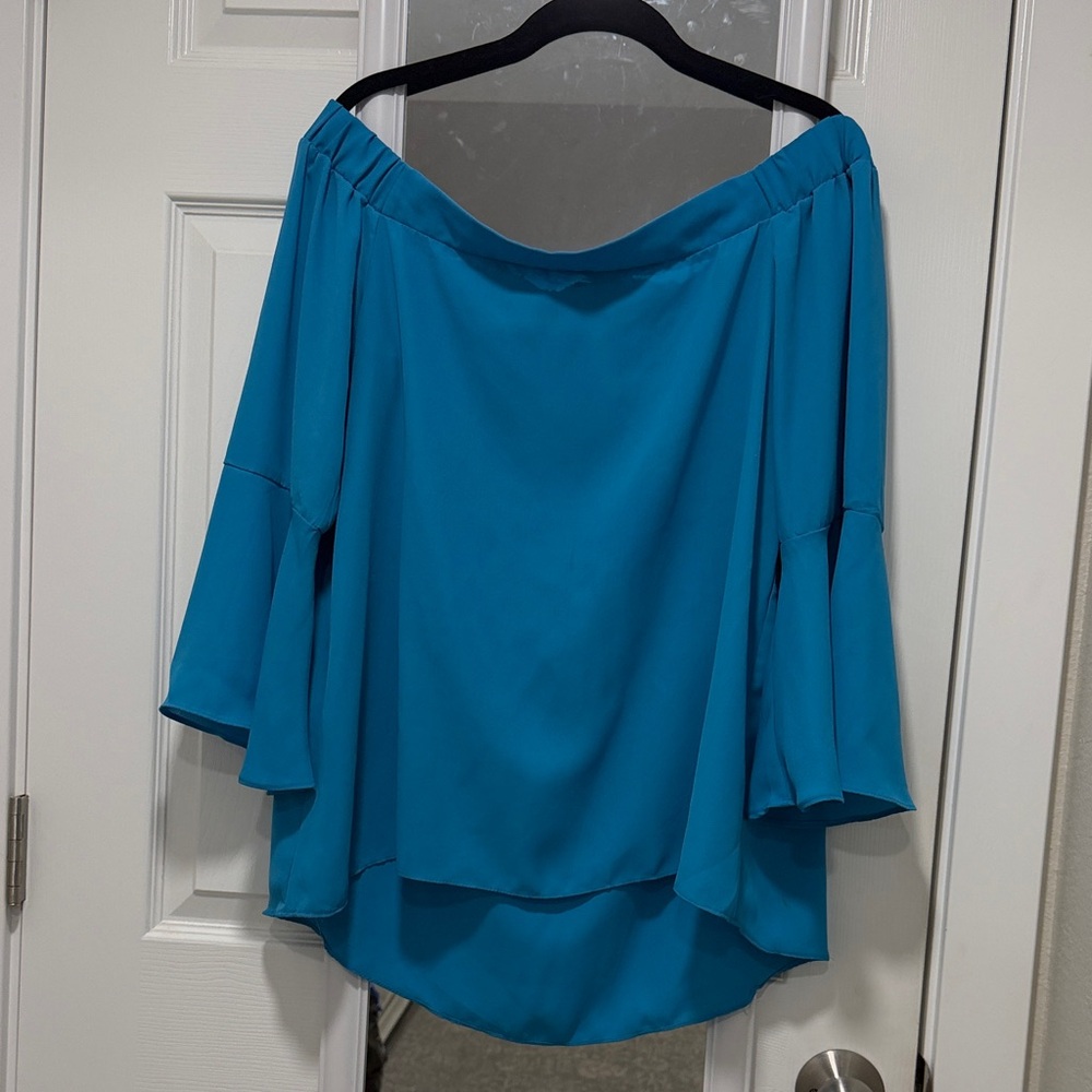 Kate & Mallory Teal Off-Shoulder Blouse